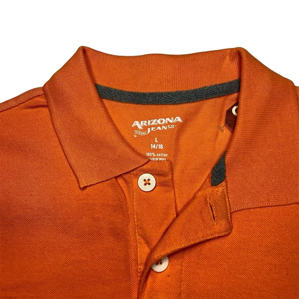 NWT Arizona Jean Co Youth Orange Golden Poppy Polo Shirt Sz L 14/16‎
